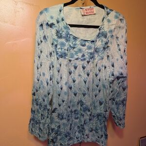 Vibrant Blue Floral Women's Blouse